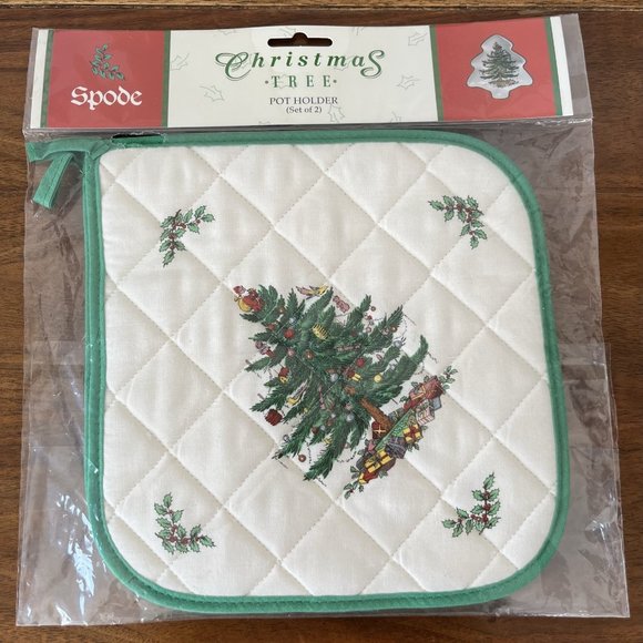 Spode Kitchen New Spode Christmas Tree Pot Holders Set Of 2 Cotton